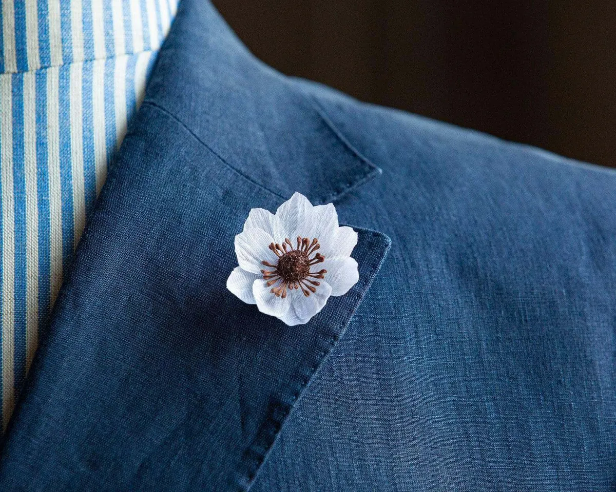 Boutonnière Lotusblüte Weiß-Braun (Nelumbo) - Ansicht 7