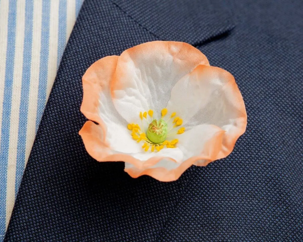 Boutonnière Mohnblume Lachs groß (Papaver rhoeas)
