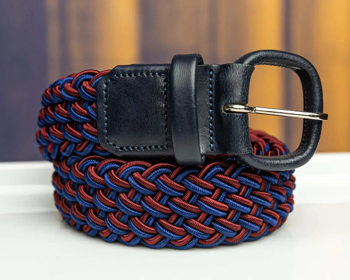 Flechtgürtel Navy / Bordeaux