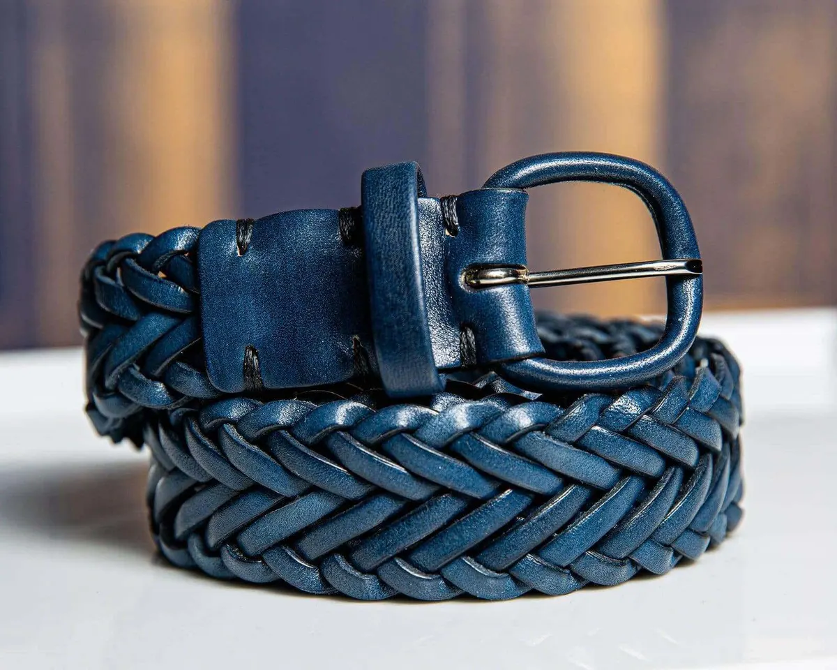 Flechtledergürtel Cosimo Navy