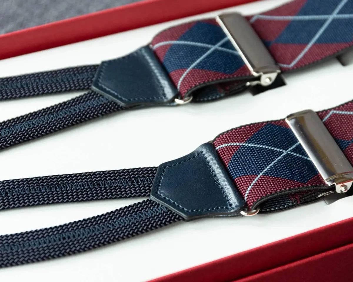 Hosenträger Flex Argyle Wine Red Classic