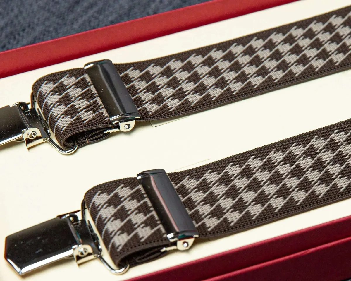 Hosenträger Flex Houndstooth Brown Clips