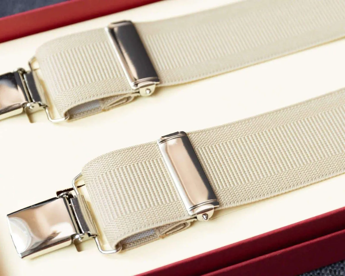 Hosenträger Flex Plain Beige Clips