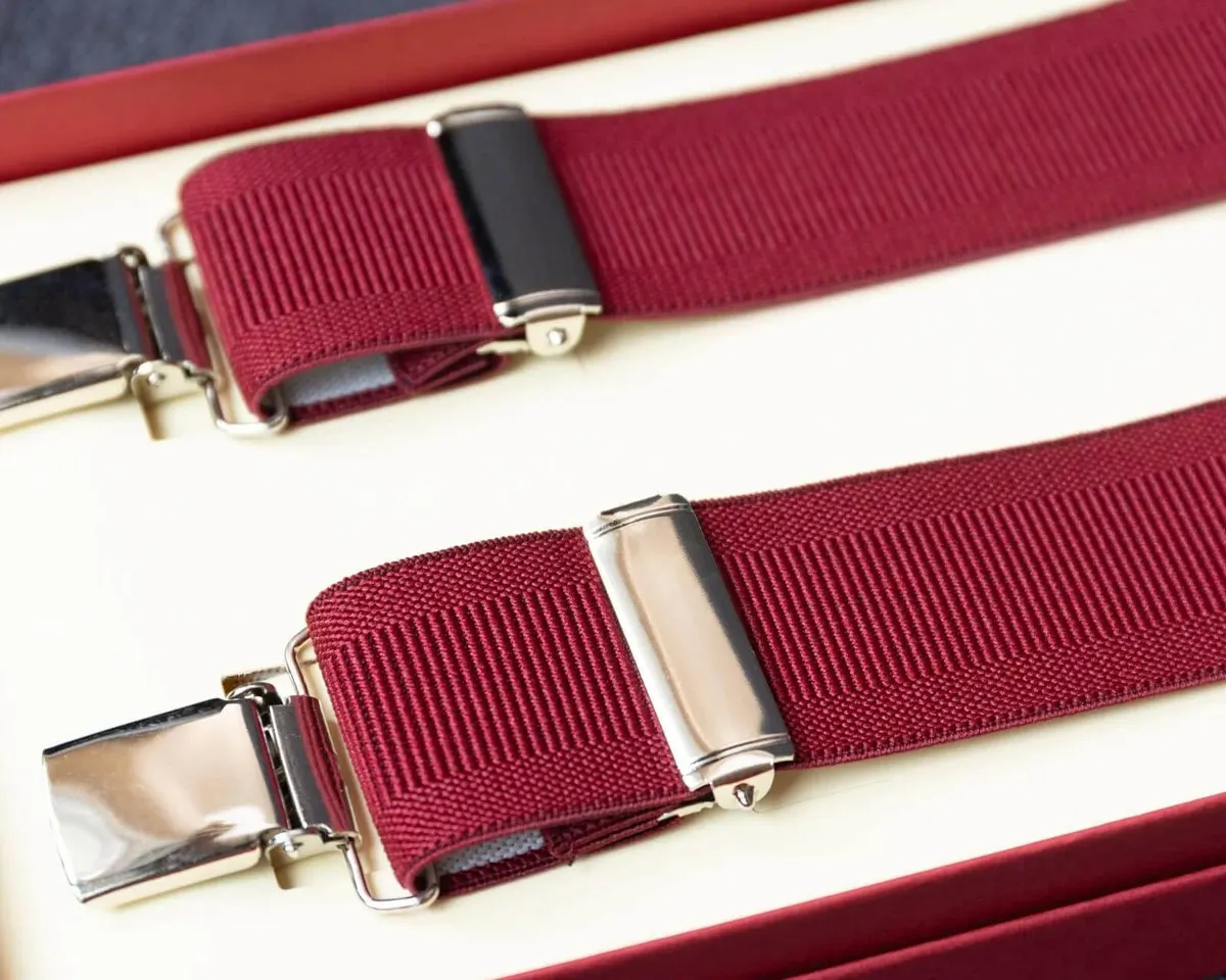 Hosenträger Flex Plain Wine Red Clips