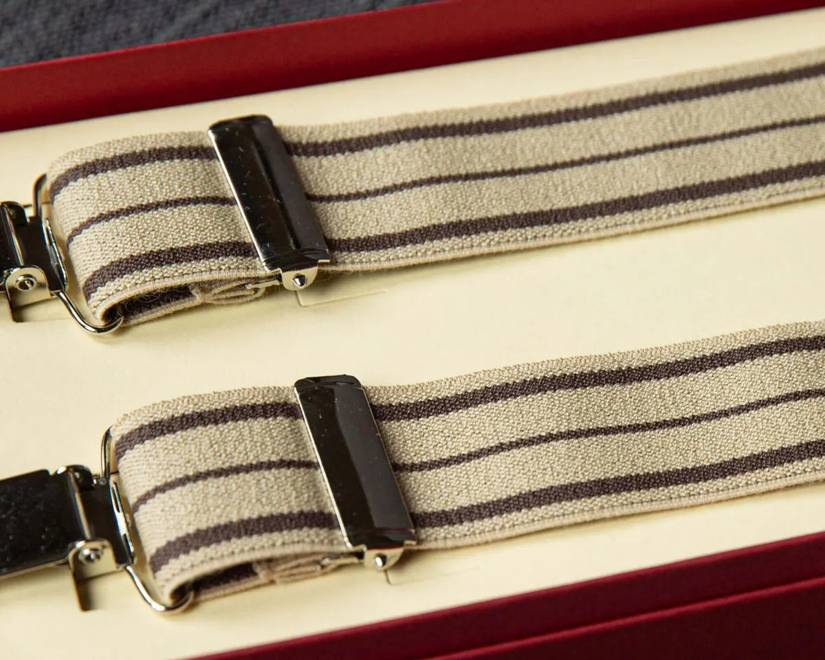 Hosenträger Flex Regiment Beige Brown Clips