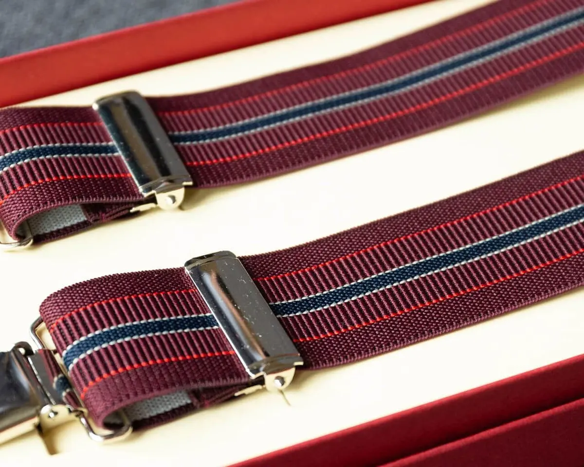 Hosenträger Flex Regiment Wine Red Clips