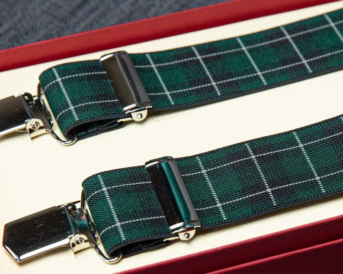 Hosenträger Flex Tartan Green Clips
