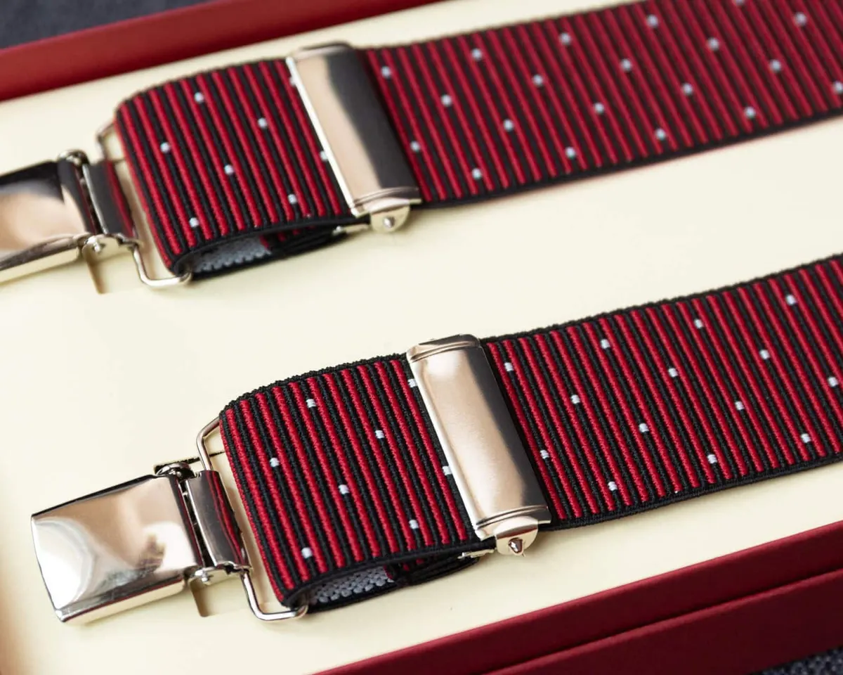 Hosenträger Flex Thin Stripes Red Clips