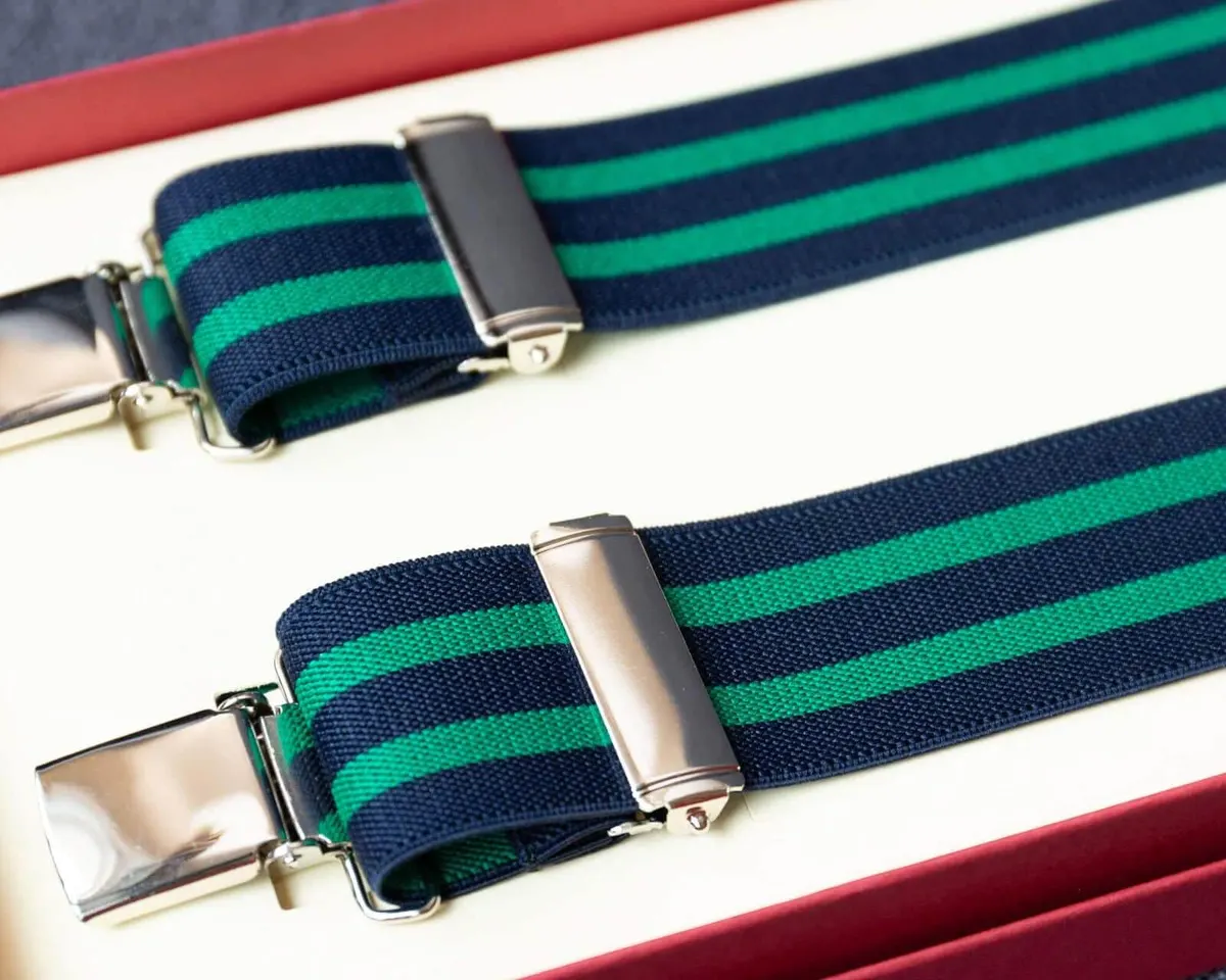 Hosenträger Flex Two Stripe Green Clips