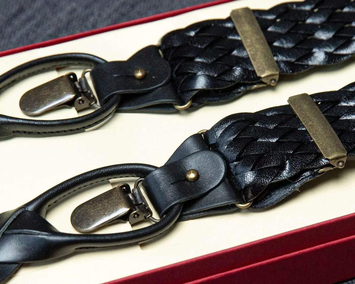 Hosenträger Leder Black Combine Breit