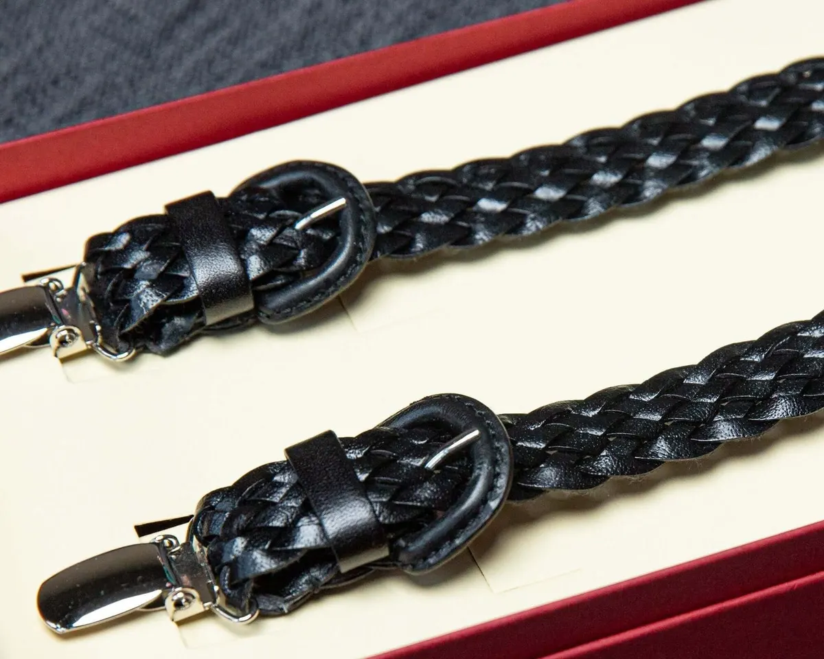 Hosenträger Leder Black Clips Schmal