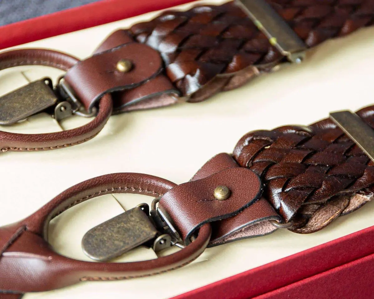 Hosenträger Leder Darkbrown Combine Breit