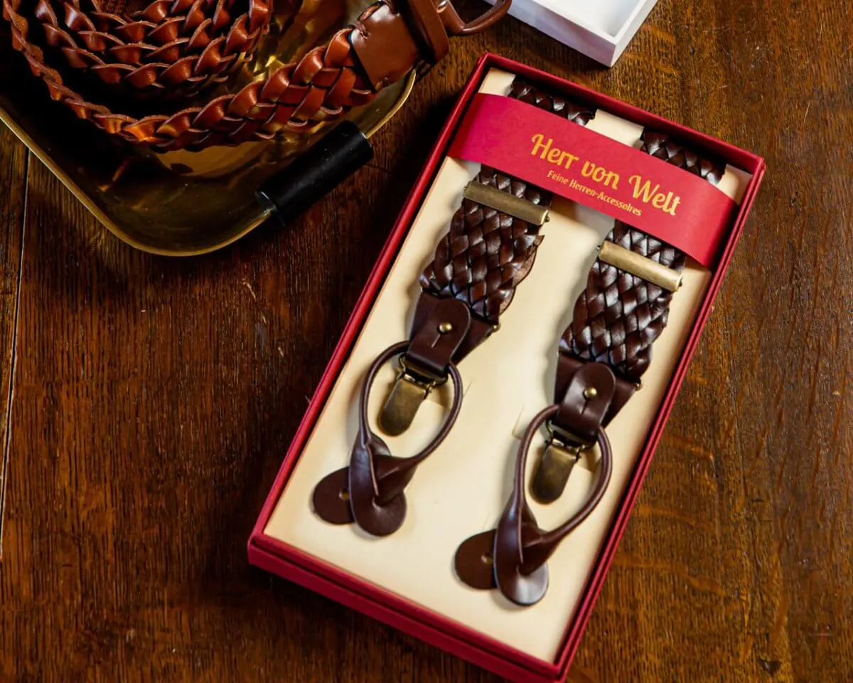Hosenträger Leder Darkbrown Combine Breit - Ansicht 2