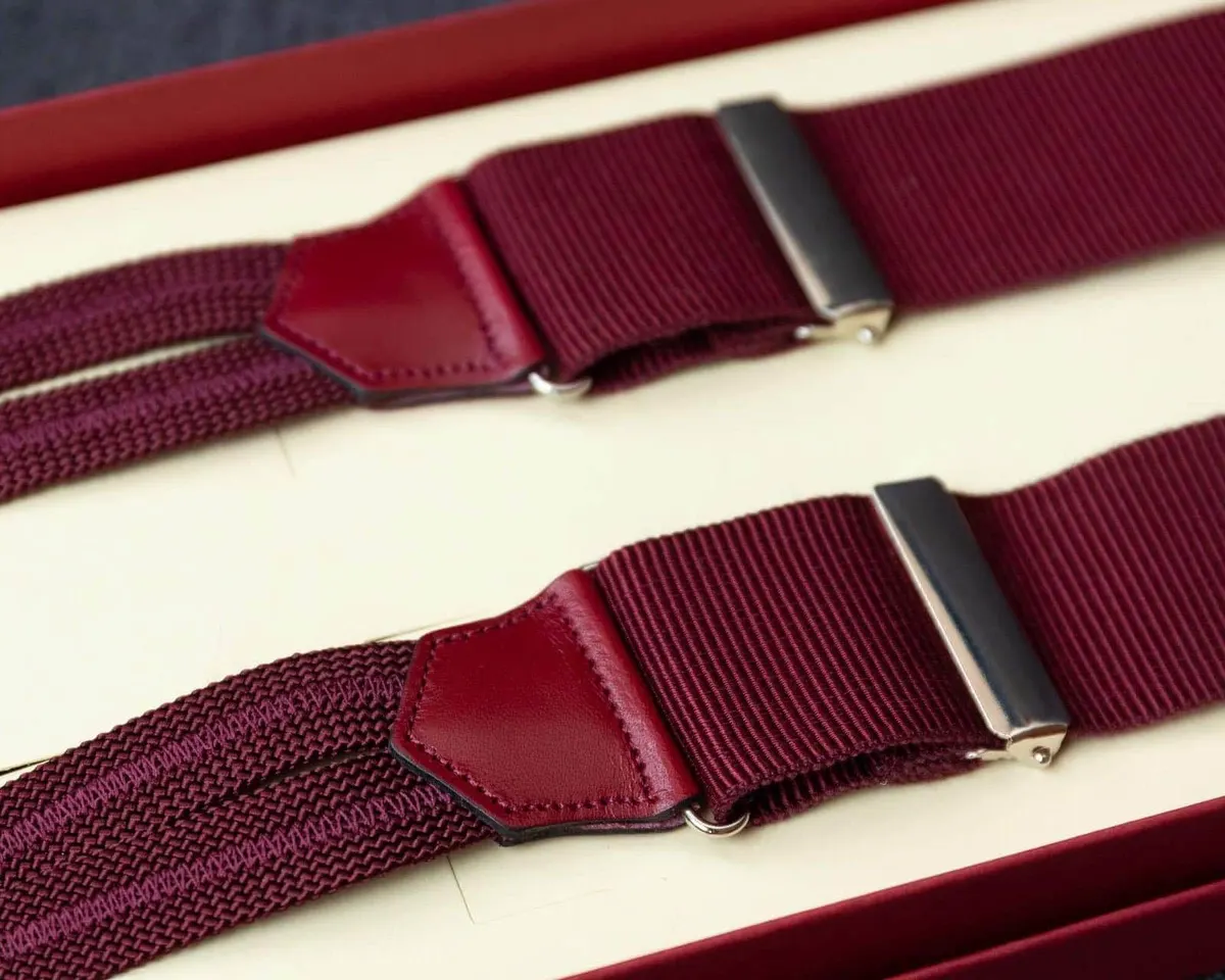 Hosenträger Ripsband Wine-Red Classic