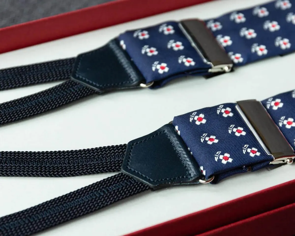 Hosenträger Seide Cravat Floret Navy Classic