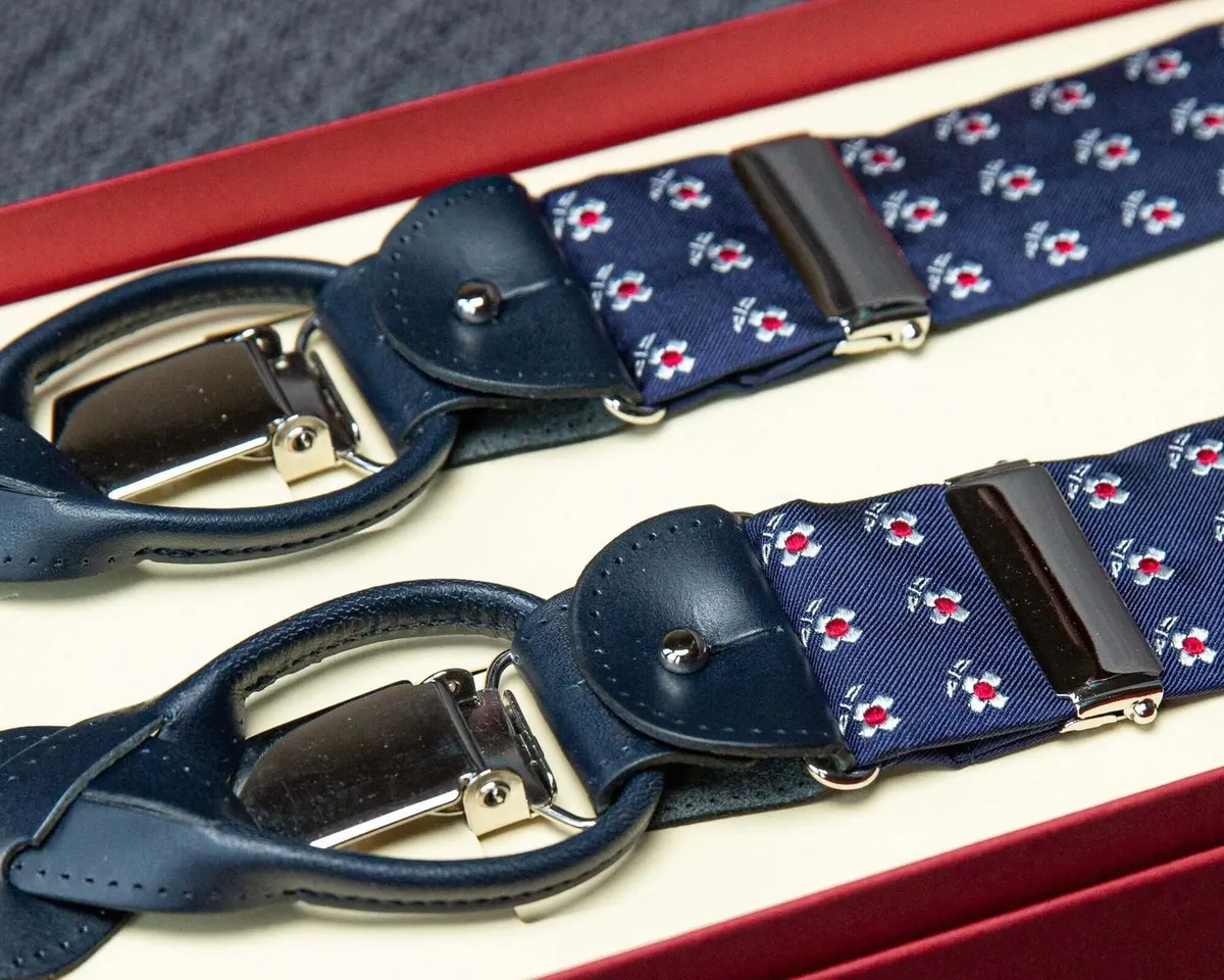 Hosenträger Seide Cravat Floret Navy Combine