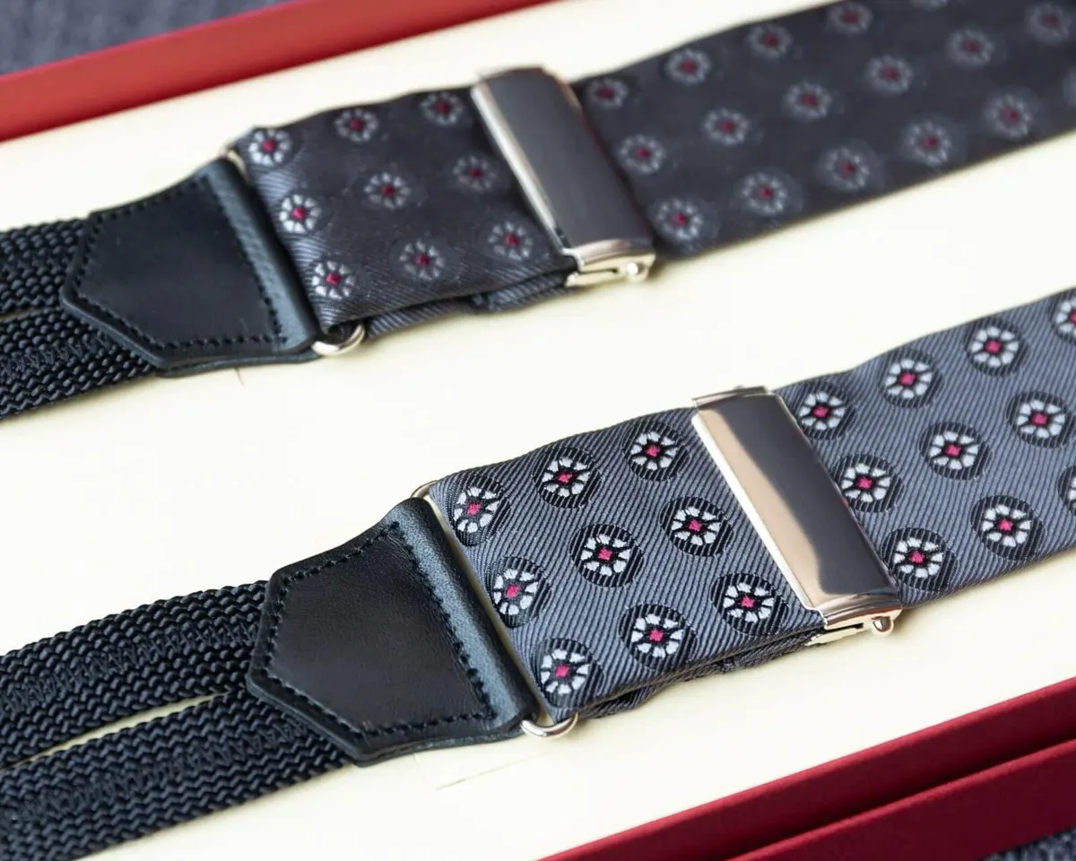 Hosenträger Seide Cravat Grey Flower Classic