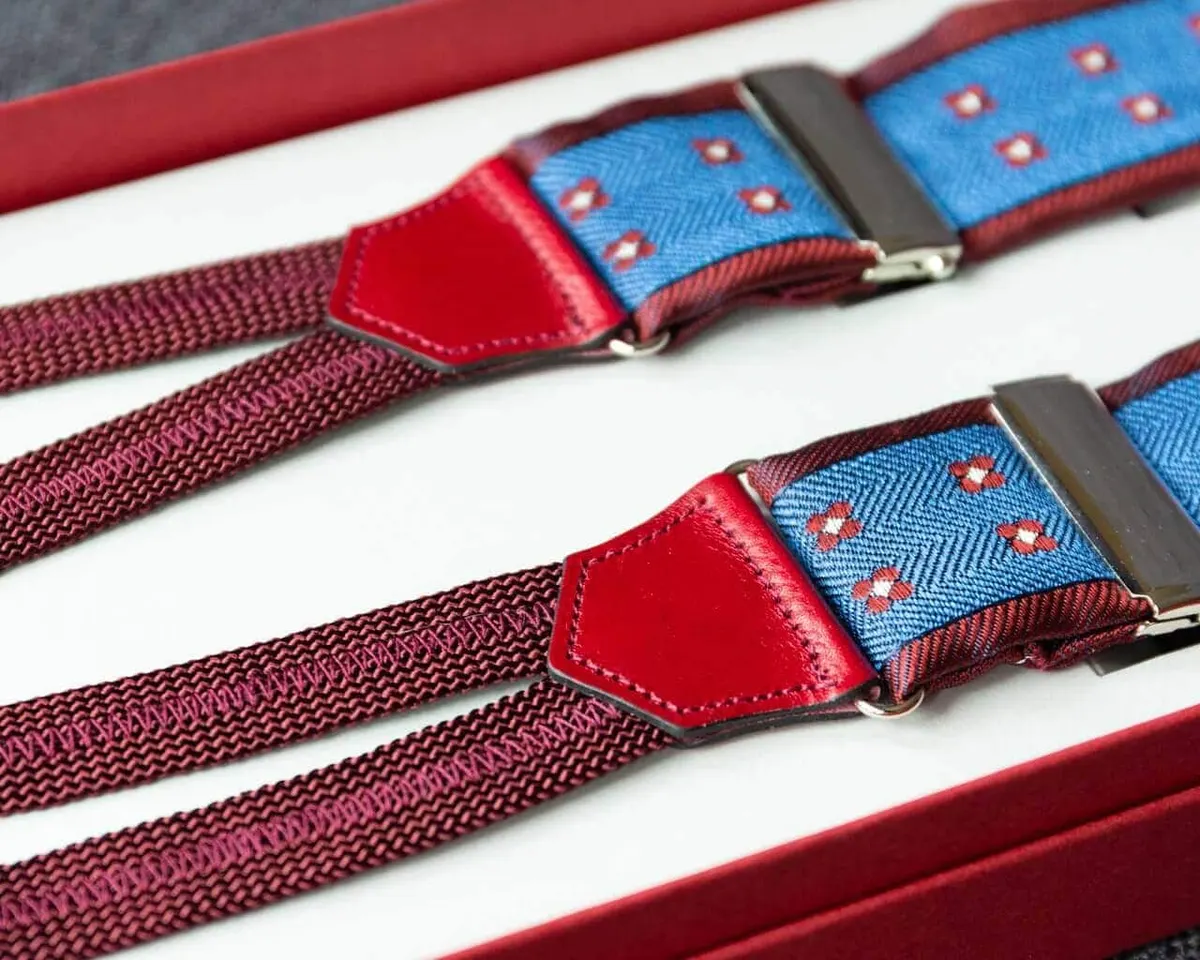 Hosenträger Seide Flowers Burgundy Classic