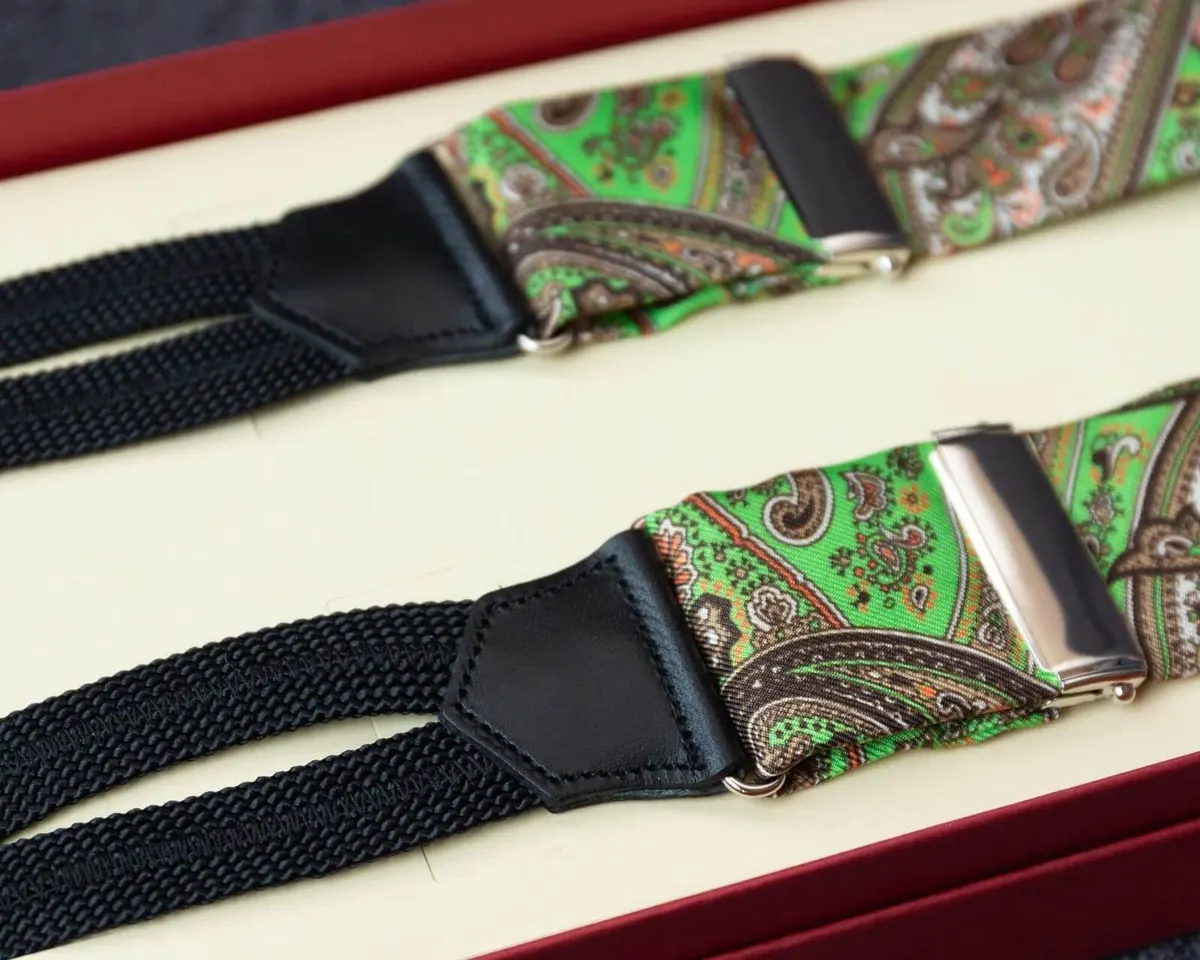 Hosenträger Seide Paisley Green Classic