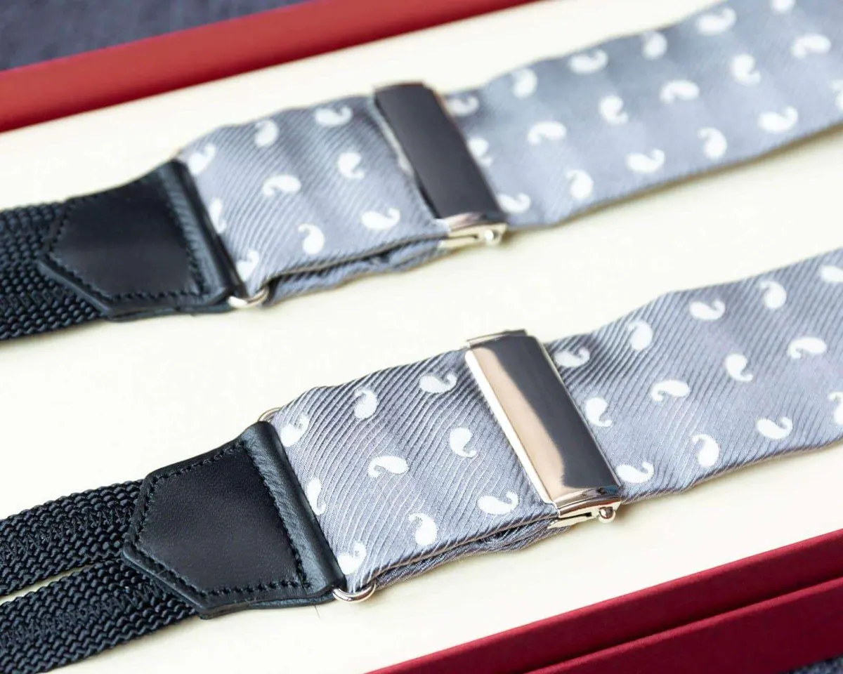 Hosenträger Seide Paisley Grey Classic