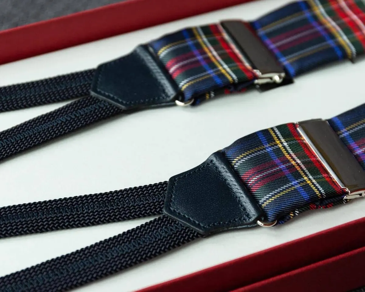Hosenträger Seide Tartan Blue Classic