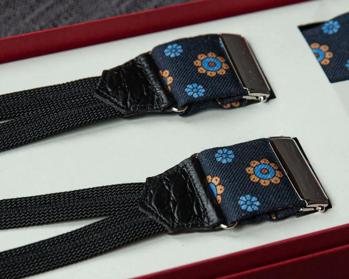 Hosenträger Wolle Flowers Nightblue Classic - Ansicht 2