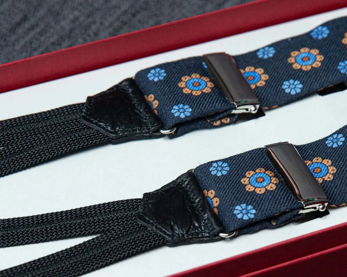 Hosenträger Wolle Flowers Nightblue Classic
