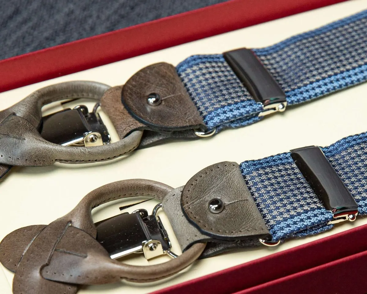 Hosenträger Wolle Houndstooth Beige Combine