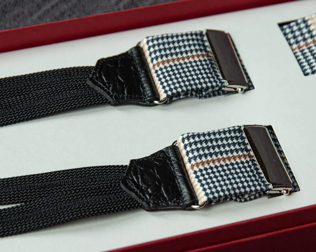 Hosenträger Wolle Houndstooth Black White Classic - Ansicht 2