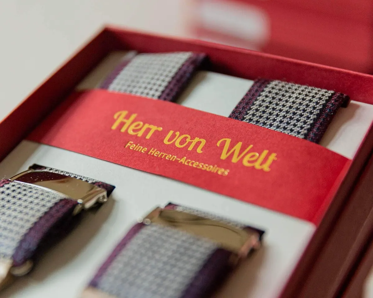 Hosenträger Wolle Seide Houndstooth Winered Classic b - Ansicht 6