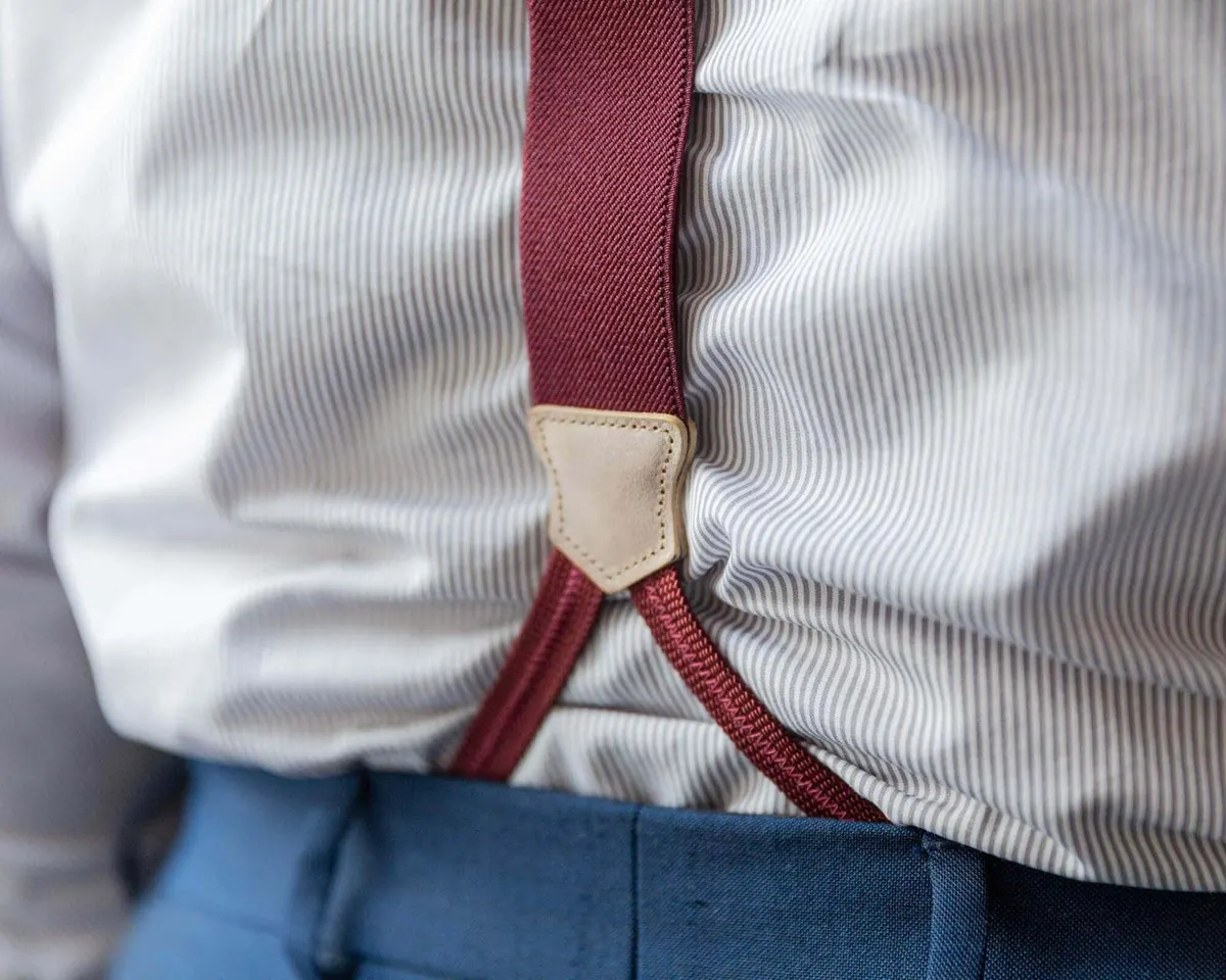 Hosenträger Wolle Seide Houndstooth Winered Classic b - Ansicht 4
