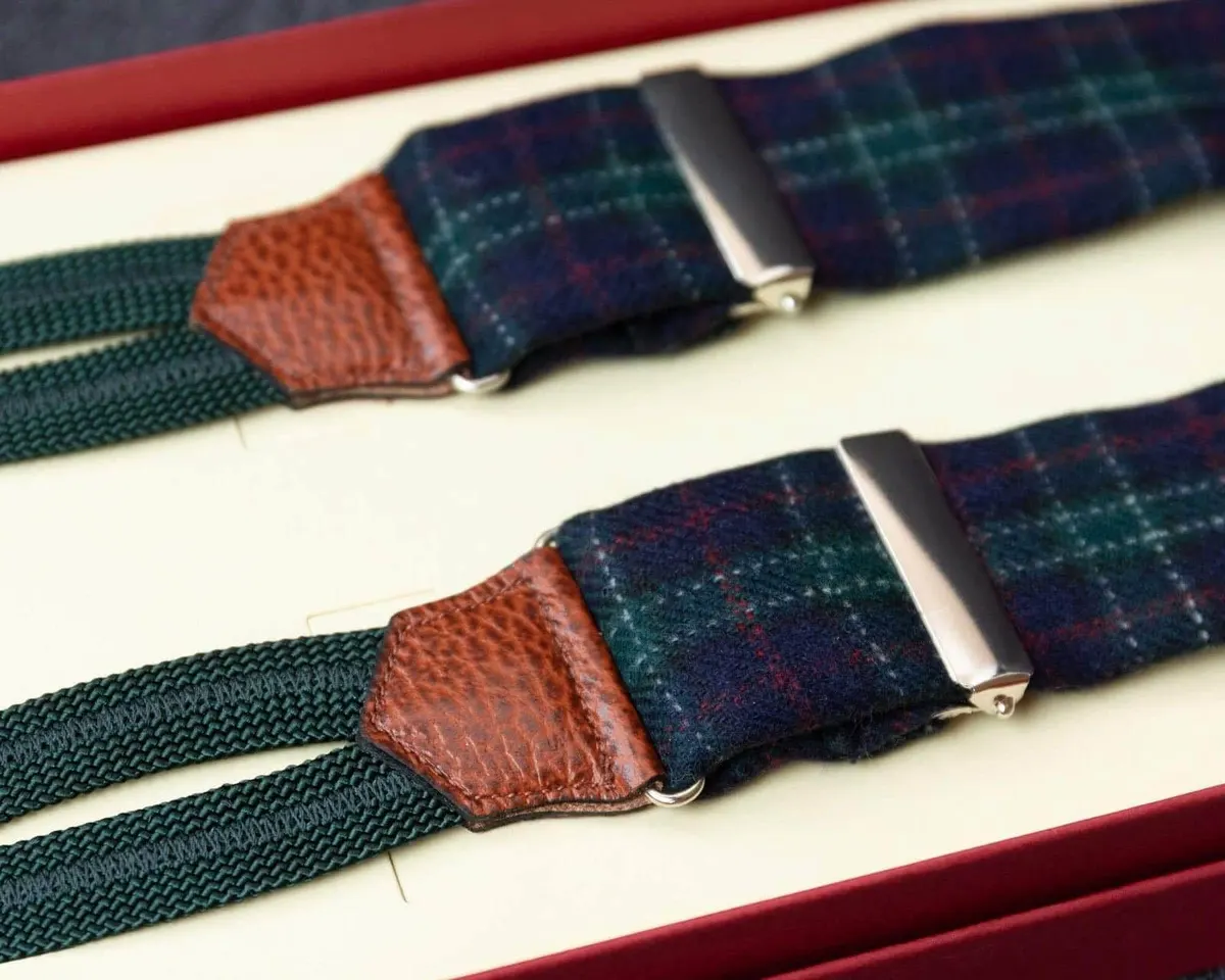 Hosenträger Wolle Tartan Darkblue Classic