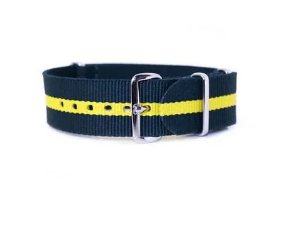 Nato-Straps Dunkelgrün mit gelbem Streifen (20mm)