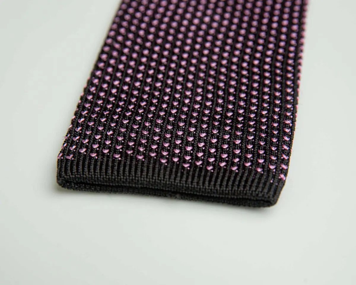 Strickkrawatte Puntino Nero / Glicine - Ansicht 3