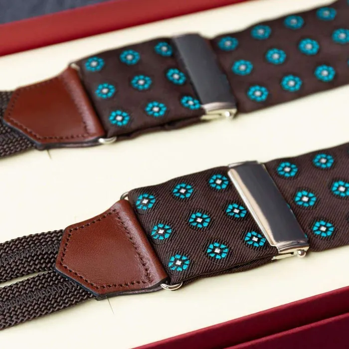 Hosenträger Seide Cravat Brown Dots Classic a - Symbolbild, gezeigt ist: Hosenträger Seide Cravat Brown Classic b