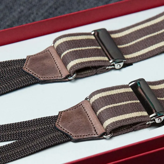 Hosenträger Flex Dots Brown Classic - Symbolbild, gezeigt ist: Hosenträger Flex Regiment Brown Beige Classic