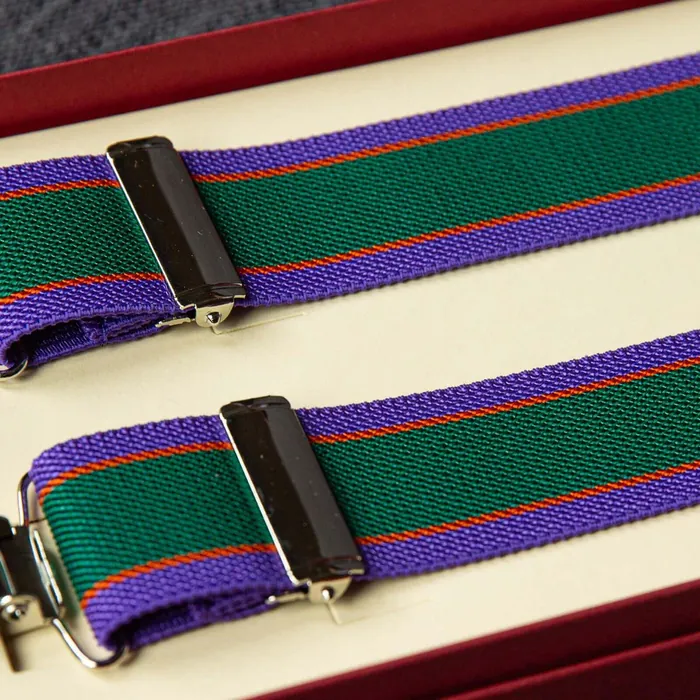 Hosenträger Flex Regiment Green Lilac Combine - Symbolbild, gezeigt ist: Hosenträger Flex Regiment Green Lilac Clips