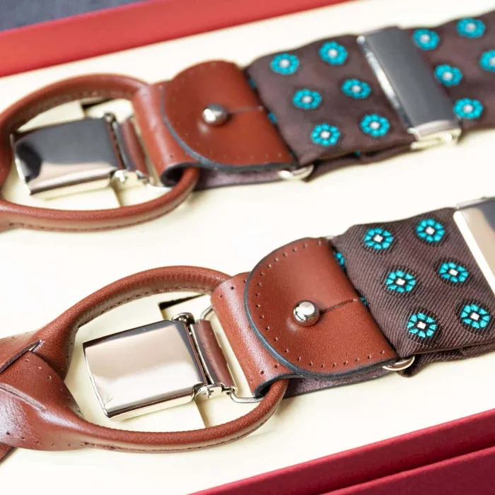 Hosenträger Seide Cravat Brown Dots Combine - Symbolbild, gezeigt ist: Hosenträger Seide Cravat Brown Combine b