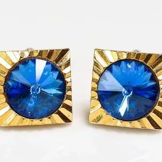 Cufflinks glass crystal blue g - representative image, shown here: Manschettenknöpfe Glaskristall Blau c