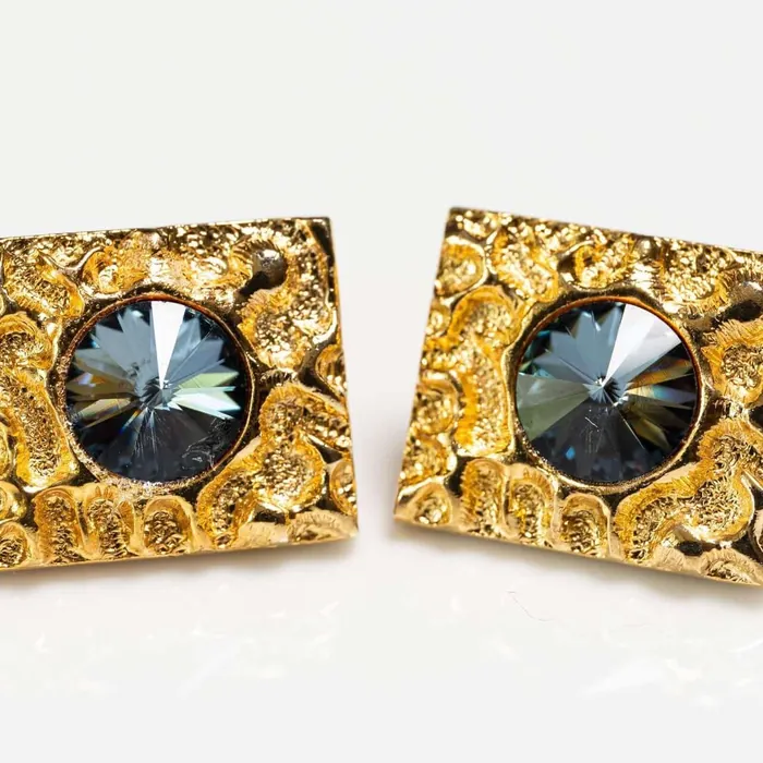 Cufflinks glass crystal blue-gray d - representative image, shown here: Cufflinks glass crystal blue-gray b
