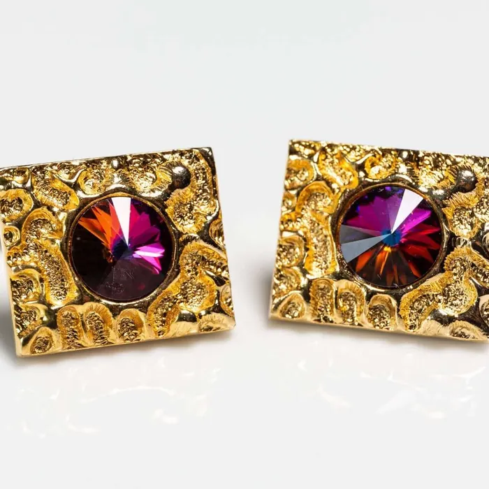 Cufflinks glass crystal purple b - representative image, shown here: 